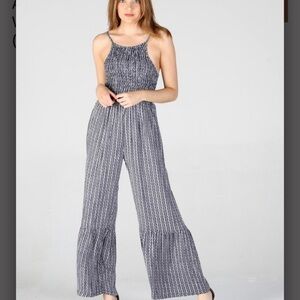 ANGIE Smocked Bodice Wide Leg
Jumpsuit, black and white